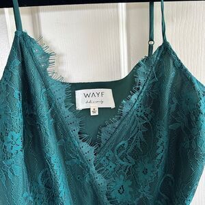 NEW WAYF Green Lace Bodysuit Womens Medium 8 10 V Neck Date Sexy One Piece Tank